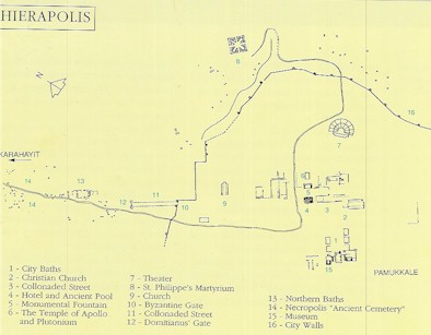 map of pamukkale ruins hierapolis