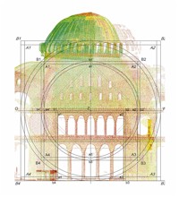 Just like the entire Hagia Sophia, the south wall is also based on the proportions of a double circle and a double square