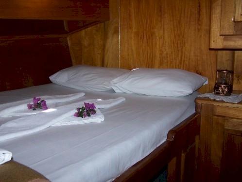 beds in a cabin charter boat