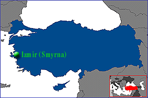 izmir on map of Turkey