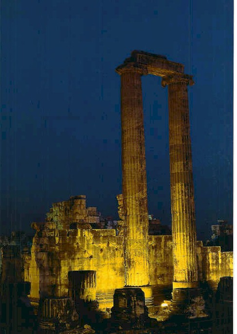 didyma didim ruins under light at night