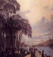 Mihrisah Sultan fountain in Kucuksu,Bosphorus,(Eugene Flandin,Lithografic Print)