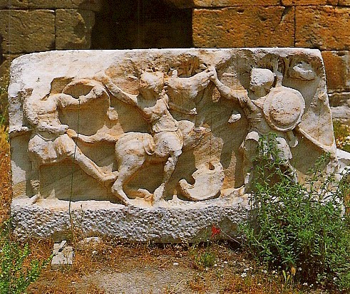 statues and reliefs in the garden of pamukkale museum