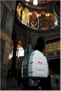 In the evening, after having closed Saint Sophia for visitors, Professor Volker Hoffmann and Nicholas Theocharis are able to complete their work on the floor