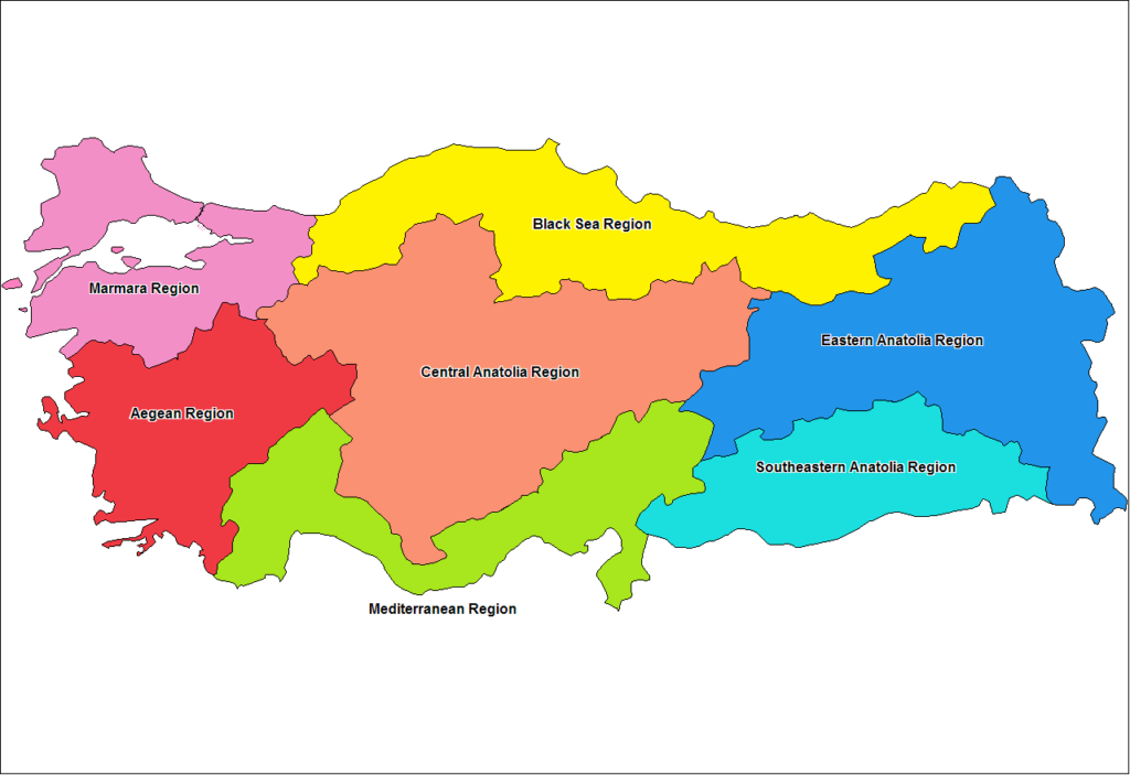 Map of Regions of Turkey